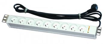 Conteg DP-RP-09-UTE, Napájecí panel, 9x UTE, 1U, RAL7035, 3m kabel