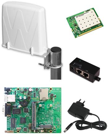 Kompletní venkovní jednotka s ant. 19dBi 5 GHz, Mikrotik RB-411, MiniPCI