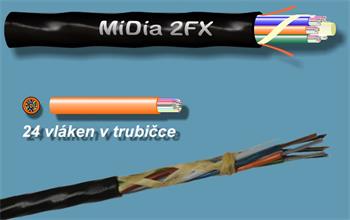 Optický mikrokabel MiDia 2FX 144 vl. AW FLEX, 6x24 vl./trub., HDPE plášť, OD 6,3 mm (6 el.)