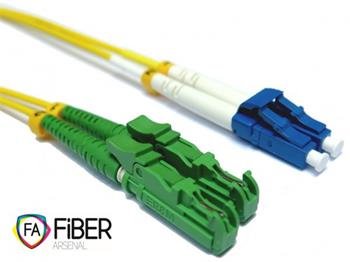 Optický patchcord, 9/125,E2000/APC-LC/PC, SM, duplex, 15m