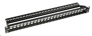 Patch panel Solarix modulární neosazený 10G,Cat 6a STP, 24 portů, černý 1U