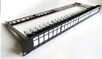 Patchpanel 19", CAT6A, STP, 24x RJ45, 1U BK / VL beznástrojový